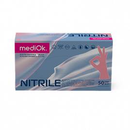 Перчатки нитриловые смотровые MediOK, размер S Розовый 50 пар