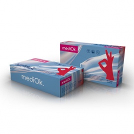 Перчатки нитриловые смотровые MediOK, размер XS Красные 50 пар