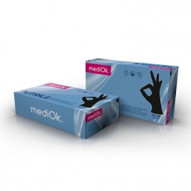 Перчатки нитриловые смотровые MediOK, размер S Чёрный 50 пар
